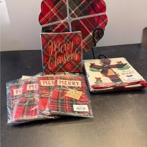 Tommy Bahama Red and Green Plaid Party Set